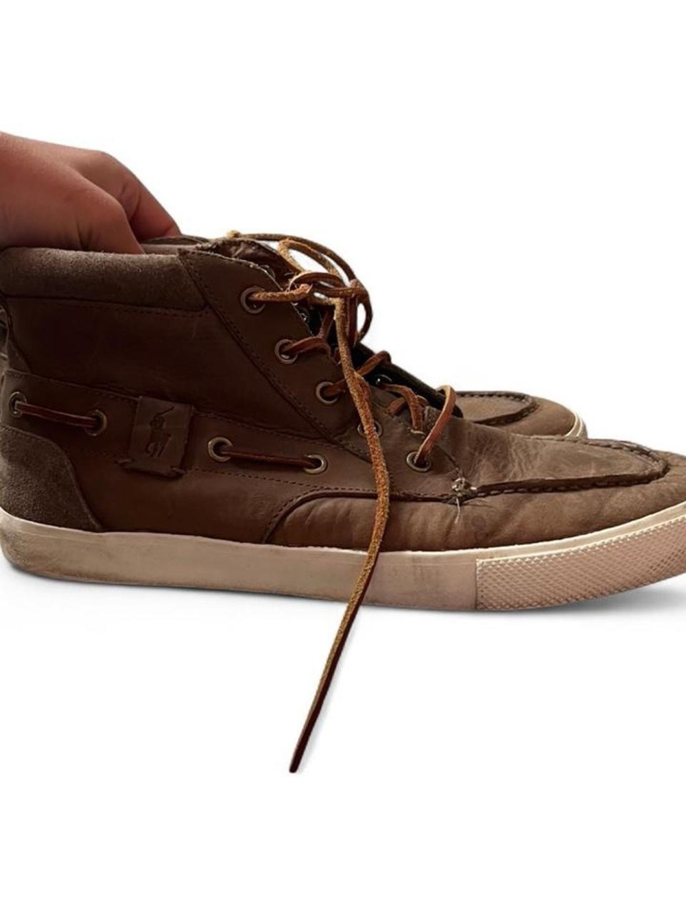 Polo by Ralph Lauren Brown Leather High-Top Sneakers